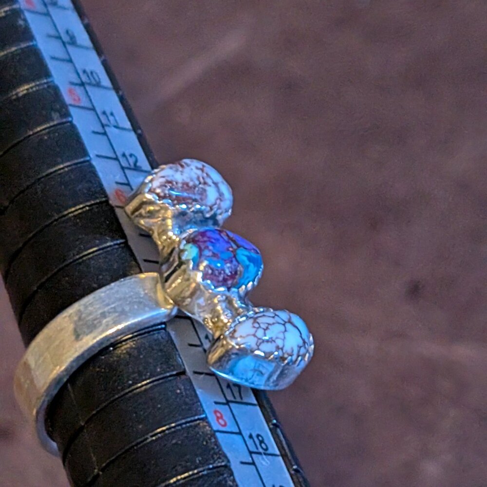 💜 Sterling Silver Triple-Stone Ring – Size 9 – Artisan Styl - Picture 6 of 8